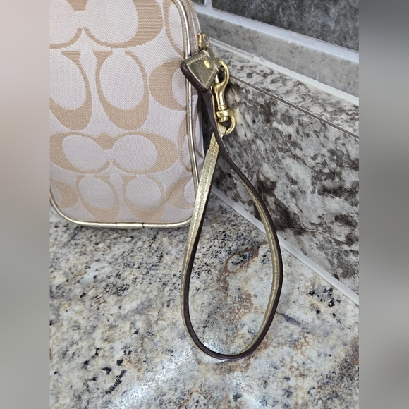 NWOT Coach Wristlet Beige Gold Zippered Front Pocket Embellished Colorful - Picture 5 of 12